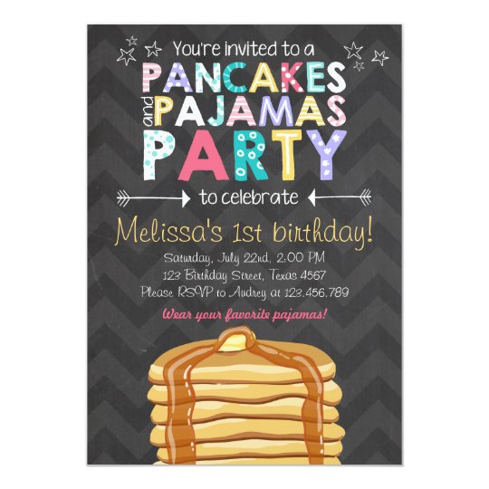 pancake and pajamas birthday invitation zazzle com studio 17 size chart