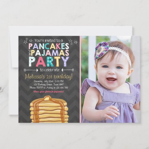 Pancake and Pajamas birthday invitation