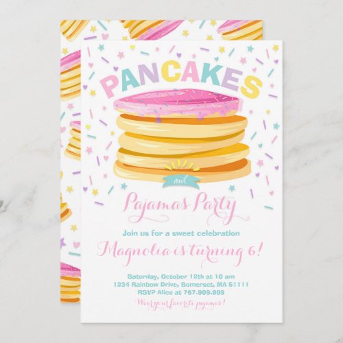 Pancake And Pajamas Birthday Invitation PJs Party