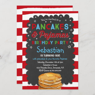 Pancake And Pajamas Birthday Invitation PJ's Party