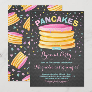 Pancake And Pajamas Birthday Invitation PJ's Party