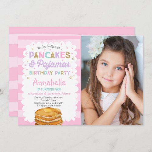 Pancake And Pajamas Birthday Invitation PJs Party