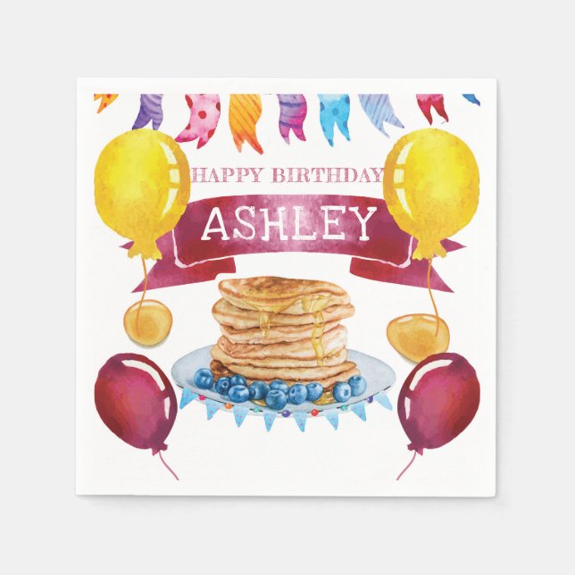 Pancake and Pajamas Birthday Napkins (Front)