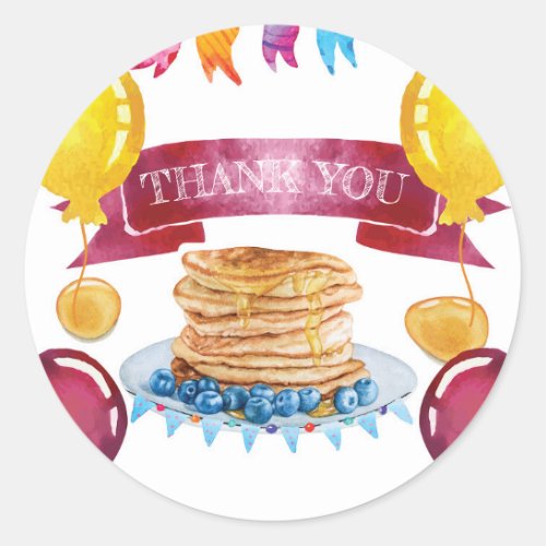 Pancake and Pajamas Birthday Thank you Classic Round Sticker