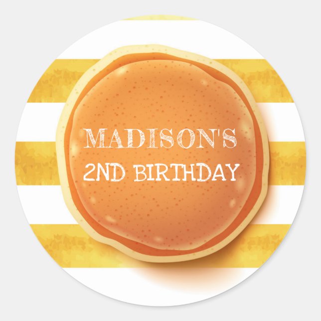 Pancake and Pajamas Birthday Thank you Classic Round Sticker (Front)