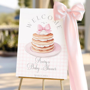 Pancake Baby Girl Shower Welcome Sign, Baby Brunch Foam Board