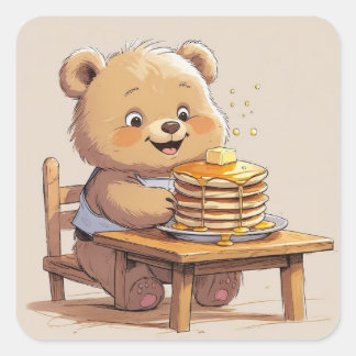 Pancake Bear Square Sticker