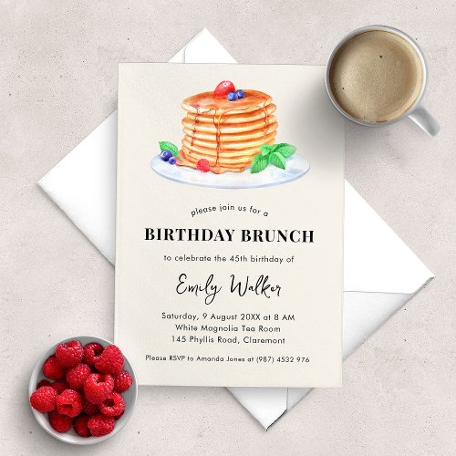 Pancake Birthday Brunch Party Invitation