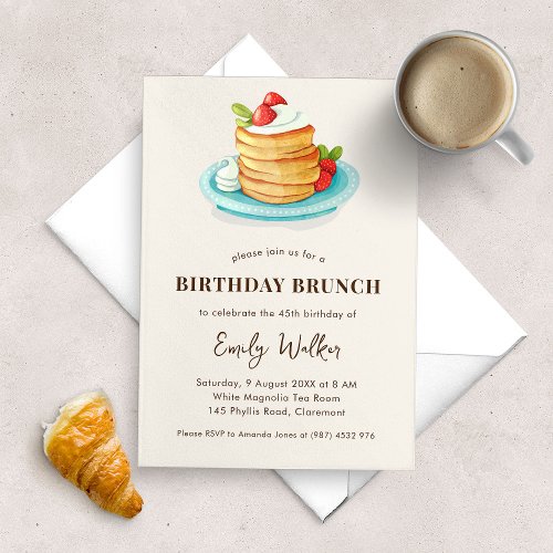 Pancake Birthday Brunch Party Invitation