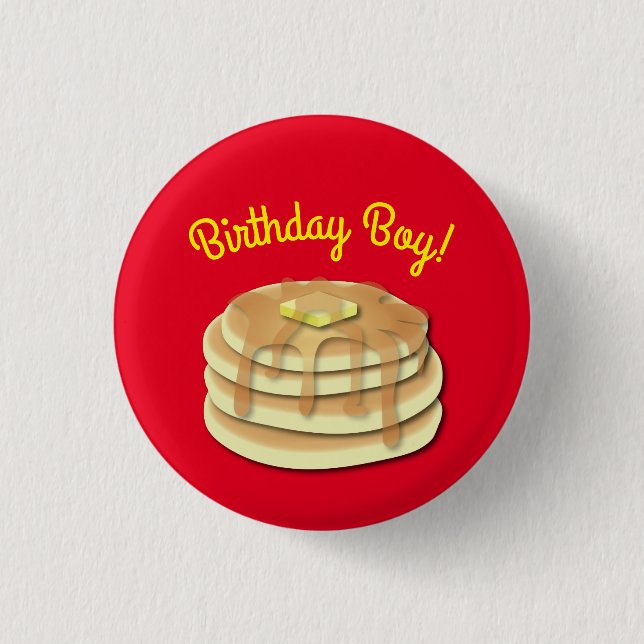 Pancake Birthday Party Button (Front)