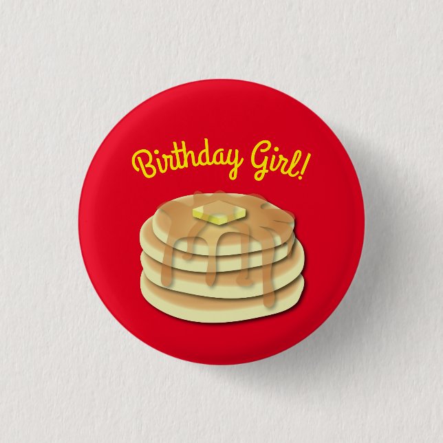 Pancake Birthday Party Button (Front)