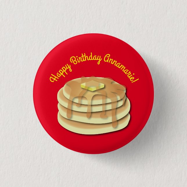 Pancake Birthday Party Flapjack Cute Kids Button (Front)