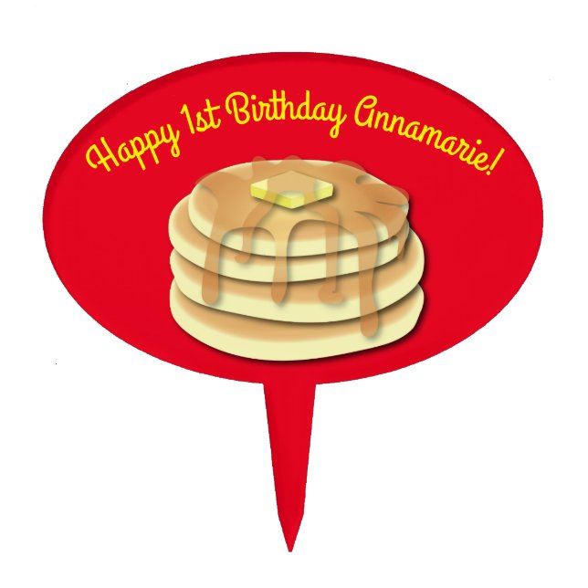 Pancake Birthday Party Flapjack Cute Kids Cake Topper (Front)