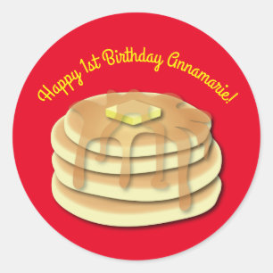 Pancake Birthday Party Flapjack Cute Kids Classic Round Sticker
