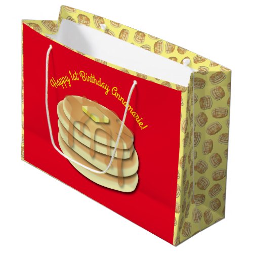 Pancake Birthday Party Flapjack Cute Kids Large Gift Bag