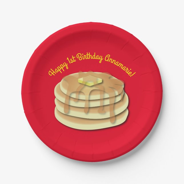 Pancake Birthday Party Flapjack Cute Kids Paper Plates (Front)