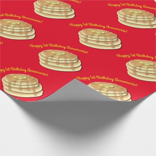 Pancake Birthday Party Flapjack Cute Kids Wrapping Paper