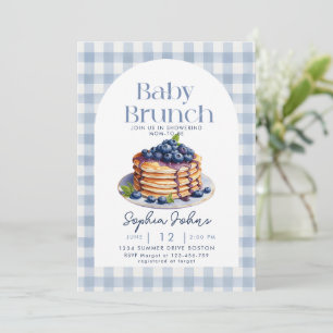 Pancake Blueberry Gingham Baby Brunch Baby Shower Invitation