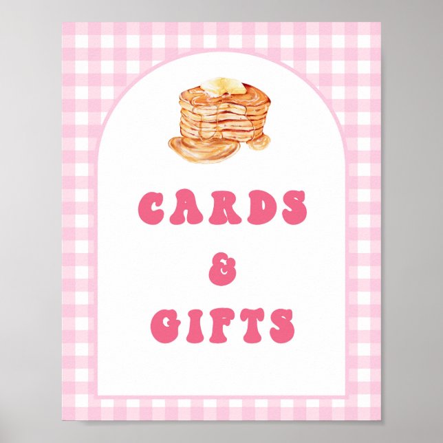 Pancake Breakfast 1st Birthday Card and Gifts Sign (Front)