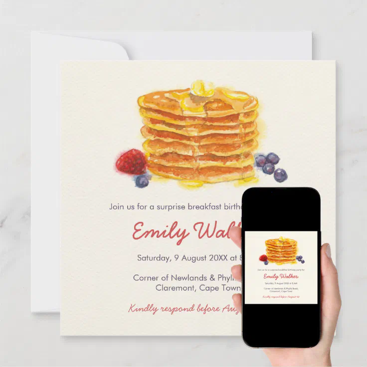 Pancake Breakfast Birthday Party Invitation Zazzle