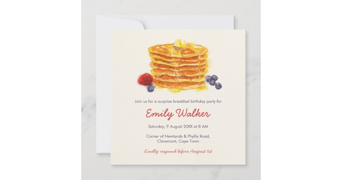 Pancake Breakfast Birthday Party Invitation Zazzle