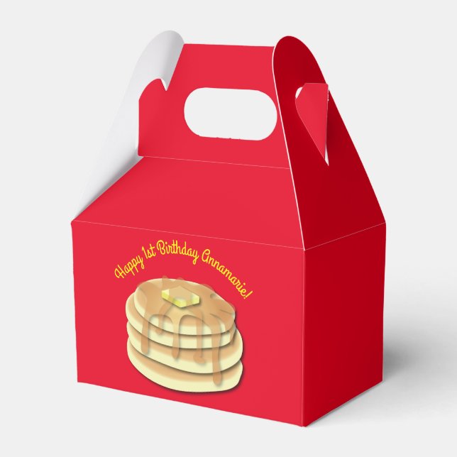Pancake Breakfast Brunch Birthday Party Kids Favor Boxes (Front Side)