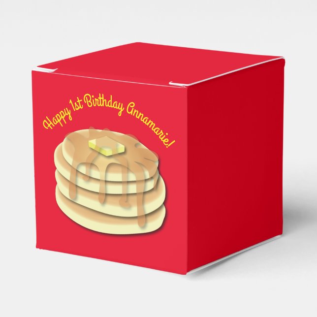 Pancake Breakfast Brunch Birthday Party Kids Favor Boxes (Front Side)