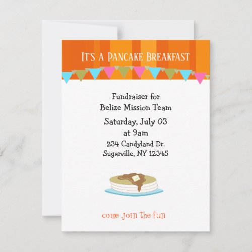 Pancake Breakfast Fundraiser Invitation