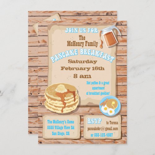 Pancake Breakfast Party Invitations