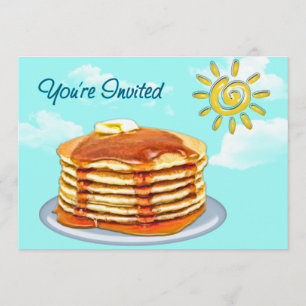 Pancake Breakfast Sun, Sky & Clouds Invitation