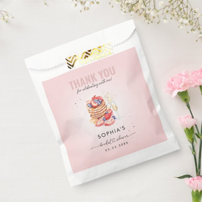 Pancake Brunch Bubbly Pink Bridal Shower Thank You Favor Bag (Sealed)