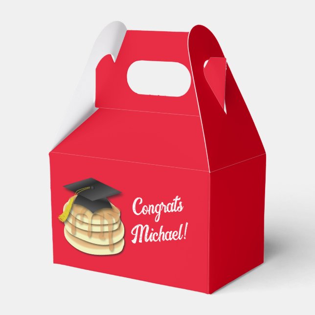 Pancake Brunch Graduation Party Invitation Favor Boxes (Front Side)