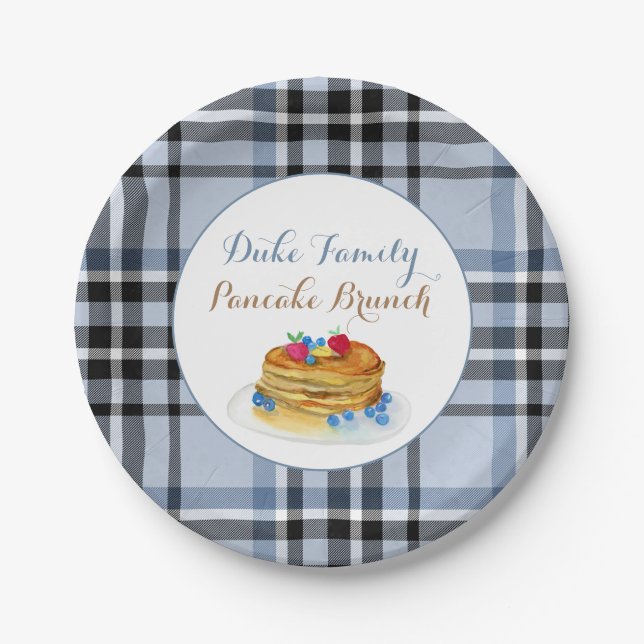 Pancake Brunch Plaid Paper Plates (Front)