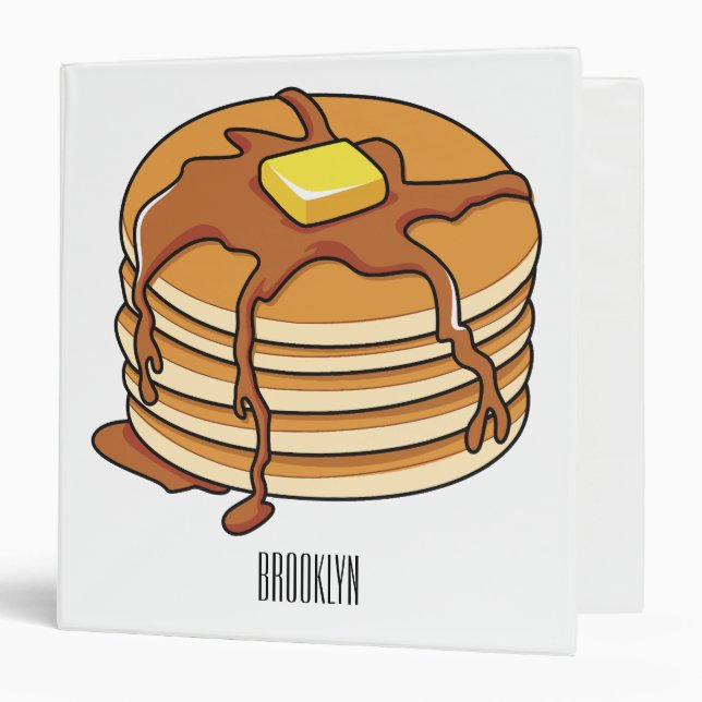 Pancake cartoon illustration  3 ring binder (Front/Inside)