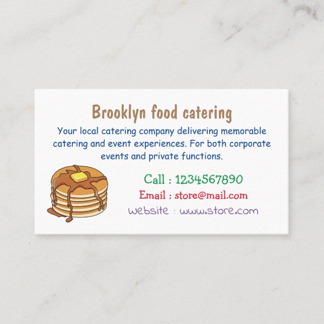 Pancake cartoon illustration business card (Front)