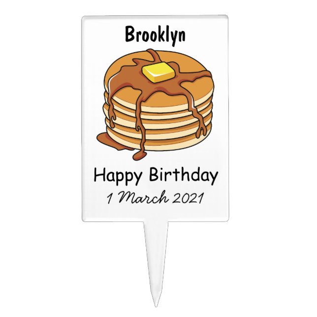 Pancake cartoon illustration cake topper (Front)