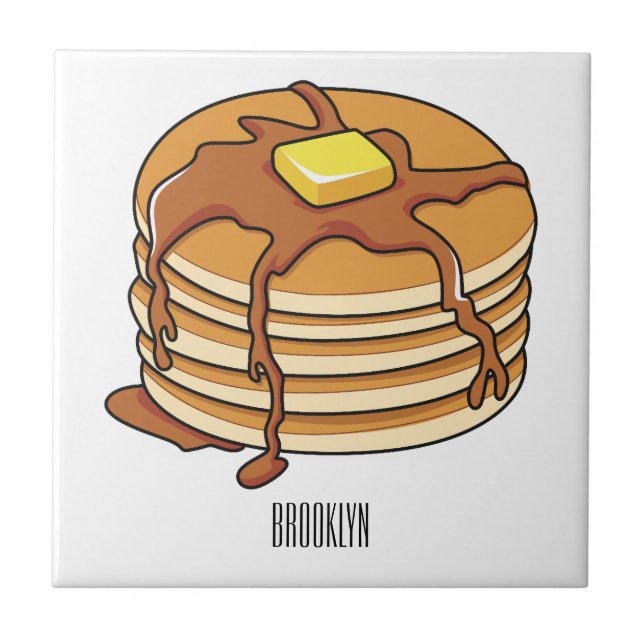 Pancake cartoon illustration  ceramic tile (Front)