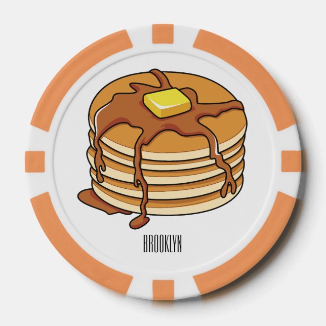 Pancake cartoon illustration  poker chips (Front)