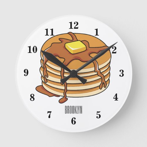 Pancake cartoon illustration round clock