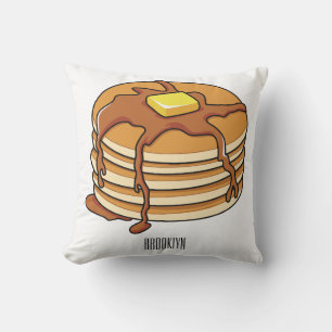 Pancake cartoon illustration throw pillow