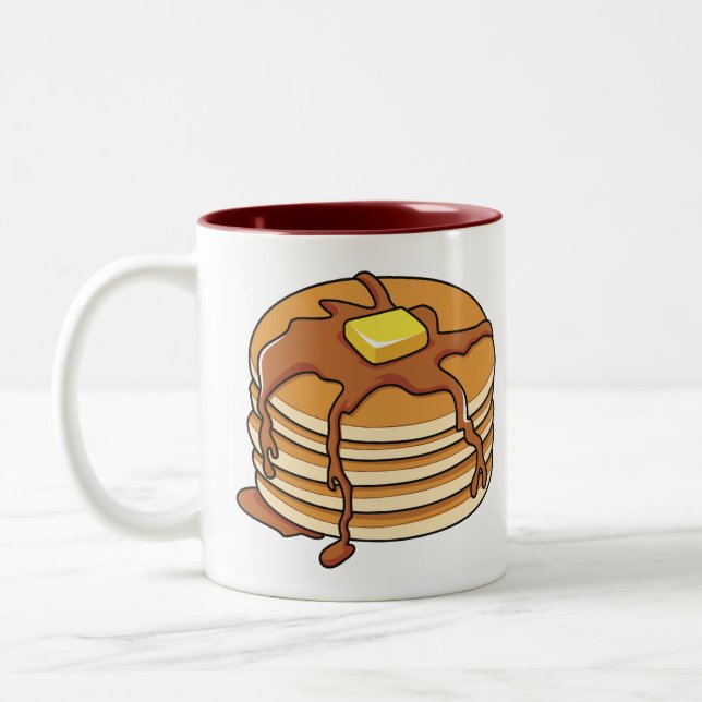 Pancake cartoon illustration  Two-Tone coffee mug (Left)