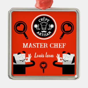 Pancake Chef Master Metal Ornament
