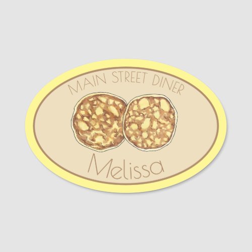 Pancake Flapjacks Johnnycakes Breakfast Food Diner Name Tag