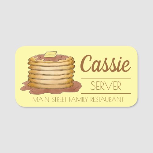 Pancake Flapjacks Johnnycakes Diner Restaurant Name Tag