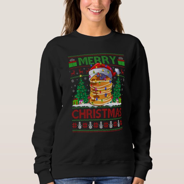 Pancake Food  Xmas Tree Ugly Santa Pancake Christm Sweatshirt (Front)