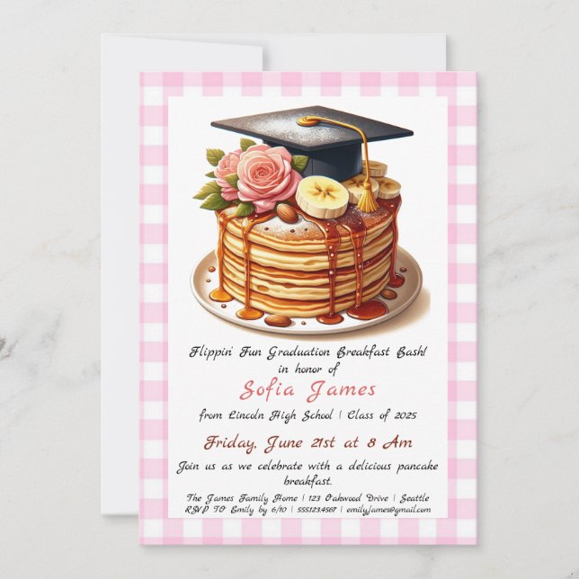 Pancake Graduation Breakfast Celebration Invitation (Front)