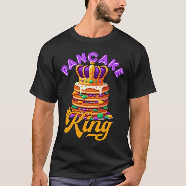 Pancake King Mardi Gras Pancakes T-Shirt (Front)