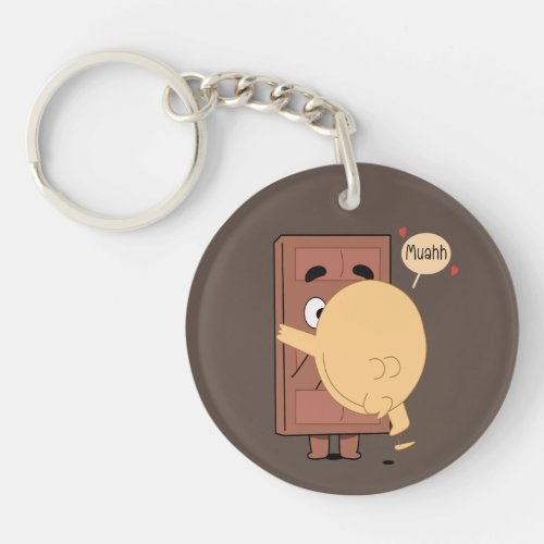 Pancake Kissing Choco Funny Cute Couples  Keychain