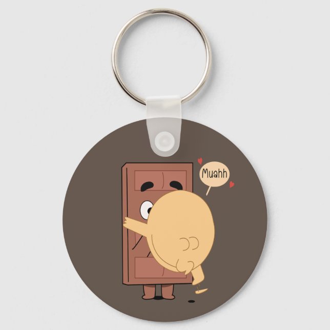 Pancake Kissing Choco Funny Cute Couples  Keychain (Front)