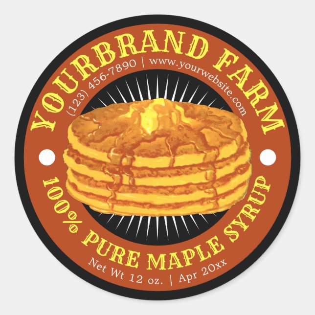 Pancake Maple Syrup Label Template (Front)